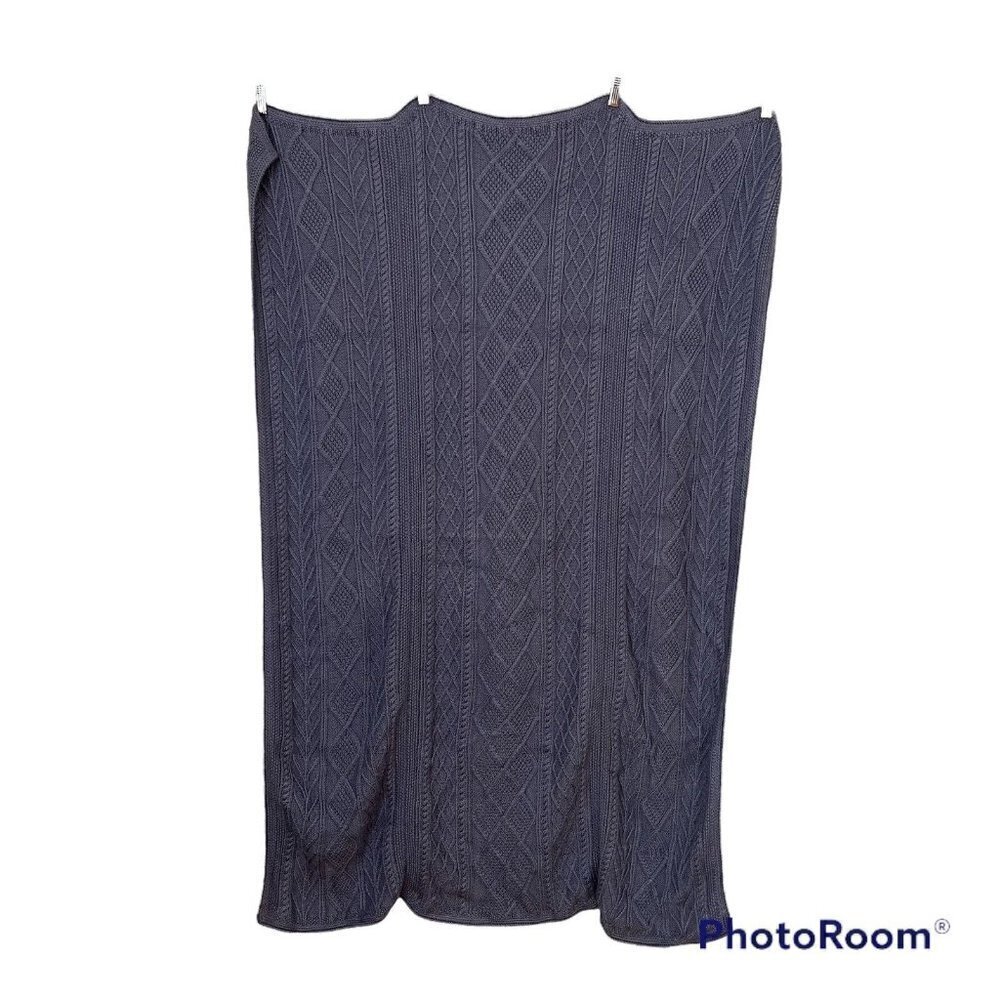 Handmade Afghan Throw Blanket Periwinkle Purple Soft Yarn 36 x 54"